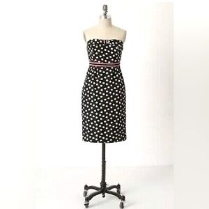 4 Maeve Polka Dot strapless lined dress with pockets and front bow detail